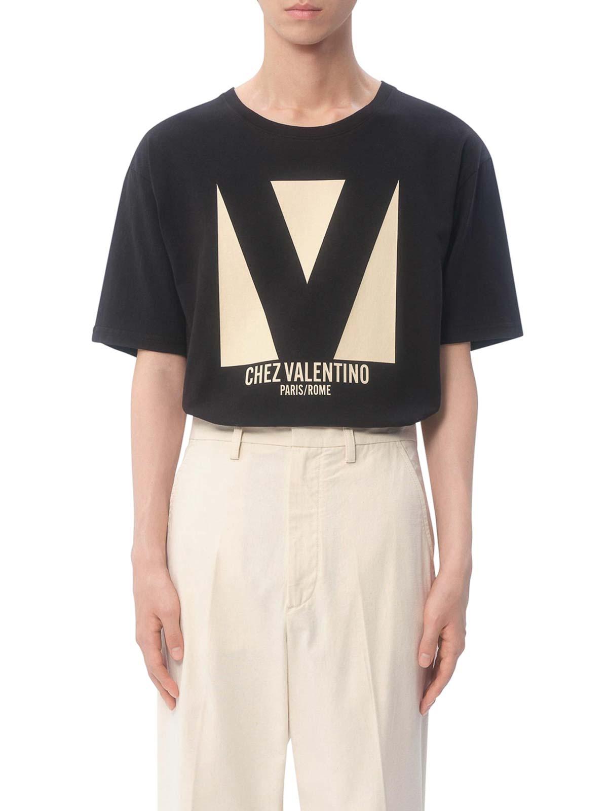 VALENTINO Crew Neck Short Sleeves T-shirts In Black Product Image