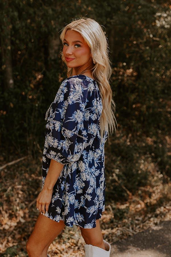Vino On The Veranda Floral Romper in Navy Product Image