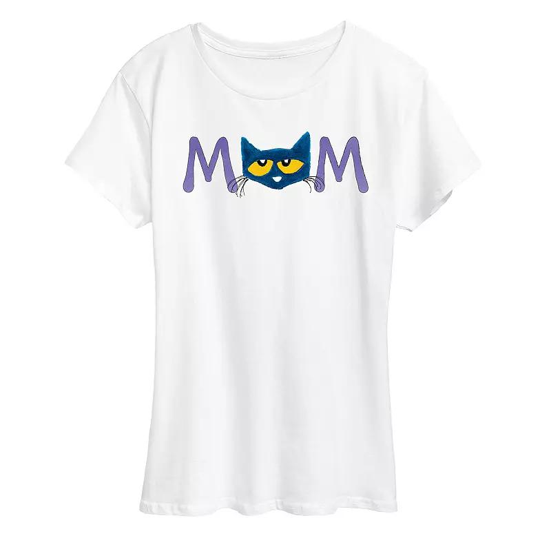 Women's Pete the Cat Face Mom Graphic Tee,  Product Image