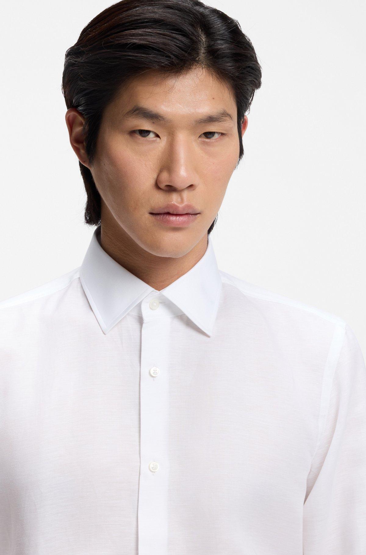 Slim-fit shirt in linen-blend twill Product Image