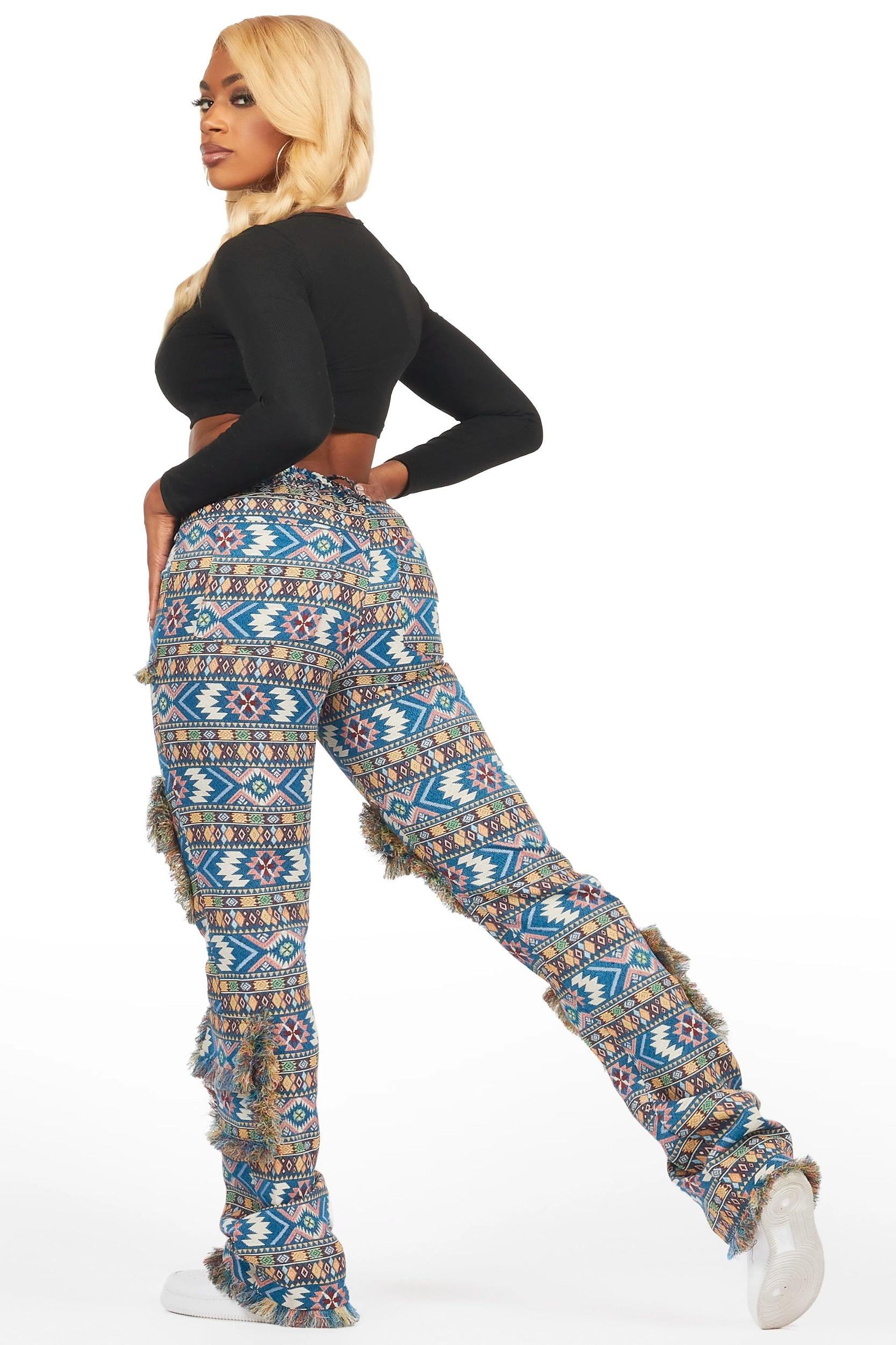 Ferlanda Blue Cargo Tapestry Stacked Pant Female Product Image