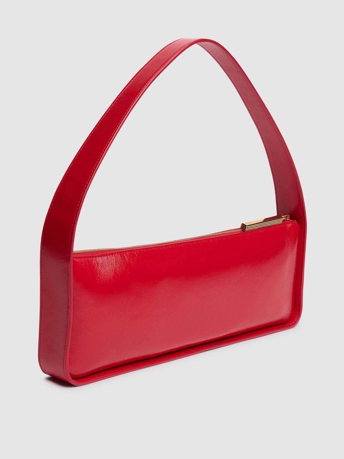 KHAITE Lori Crackle Patent Leather Shoulder Bag In Red Product Image