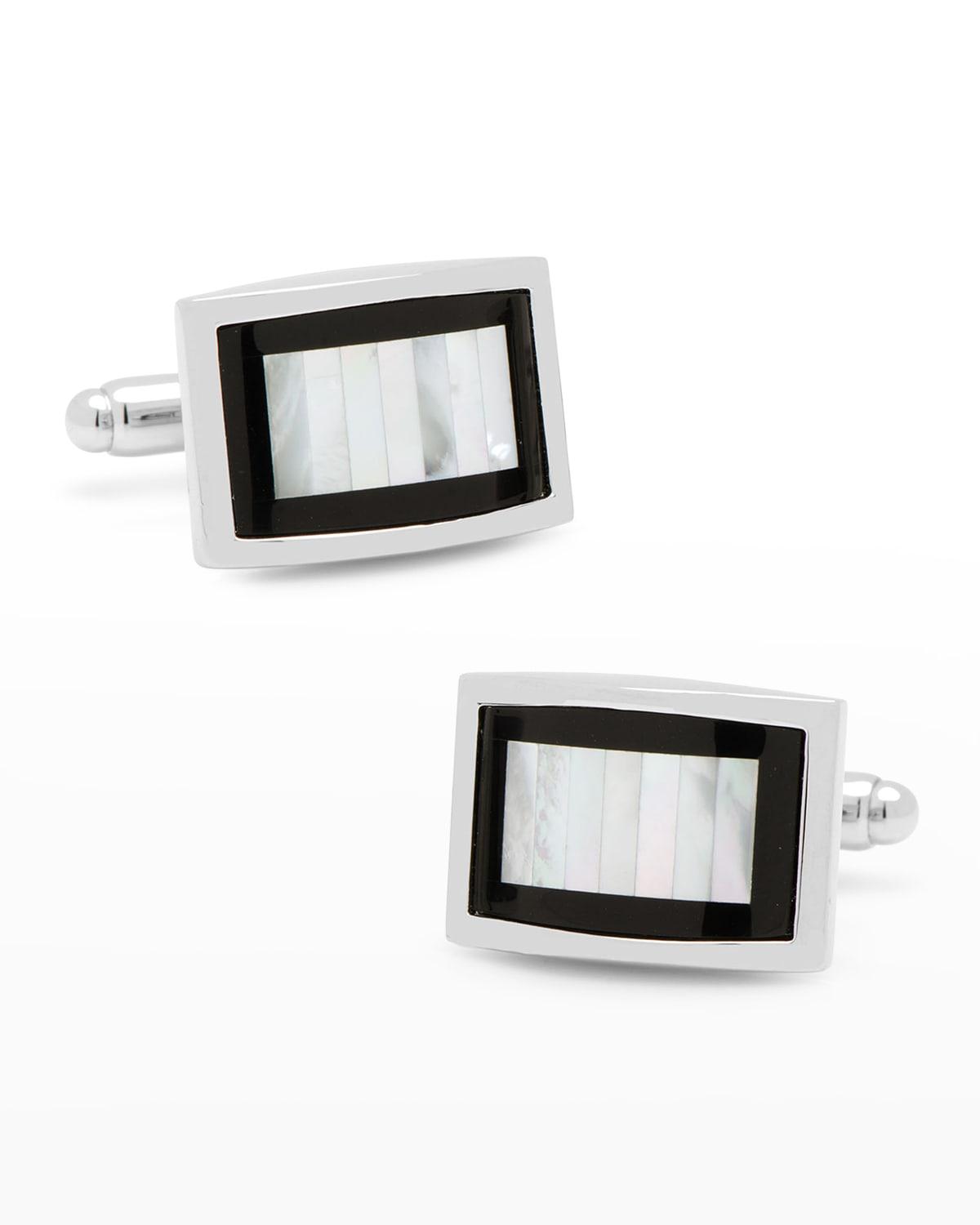 Men's Cuff Links, Inc. Onyx and Mother of Pearl Key Cuff Links, Black Product Image