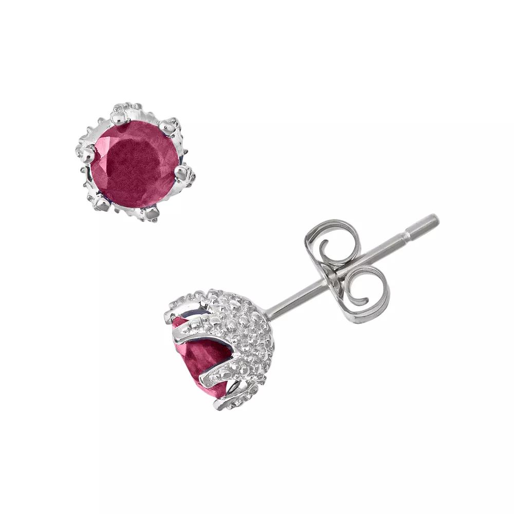 Celebration Gems Sterling Silver Ruby Stud Earrings, Women's Product Image