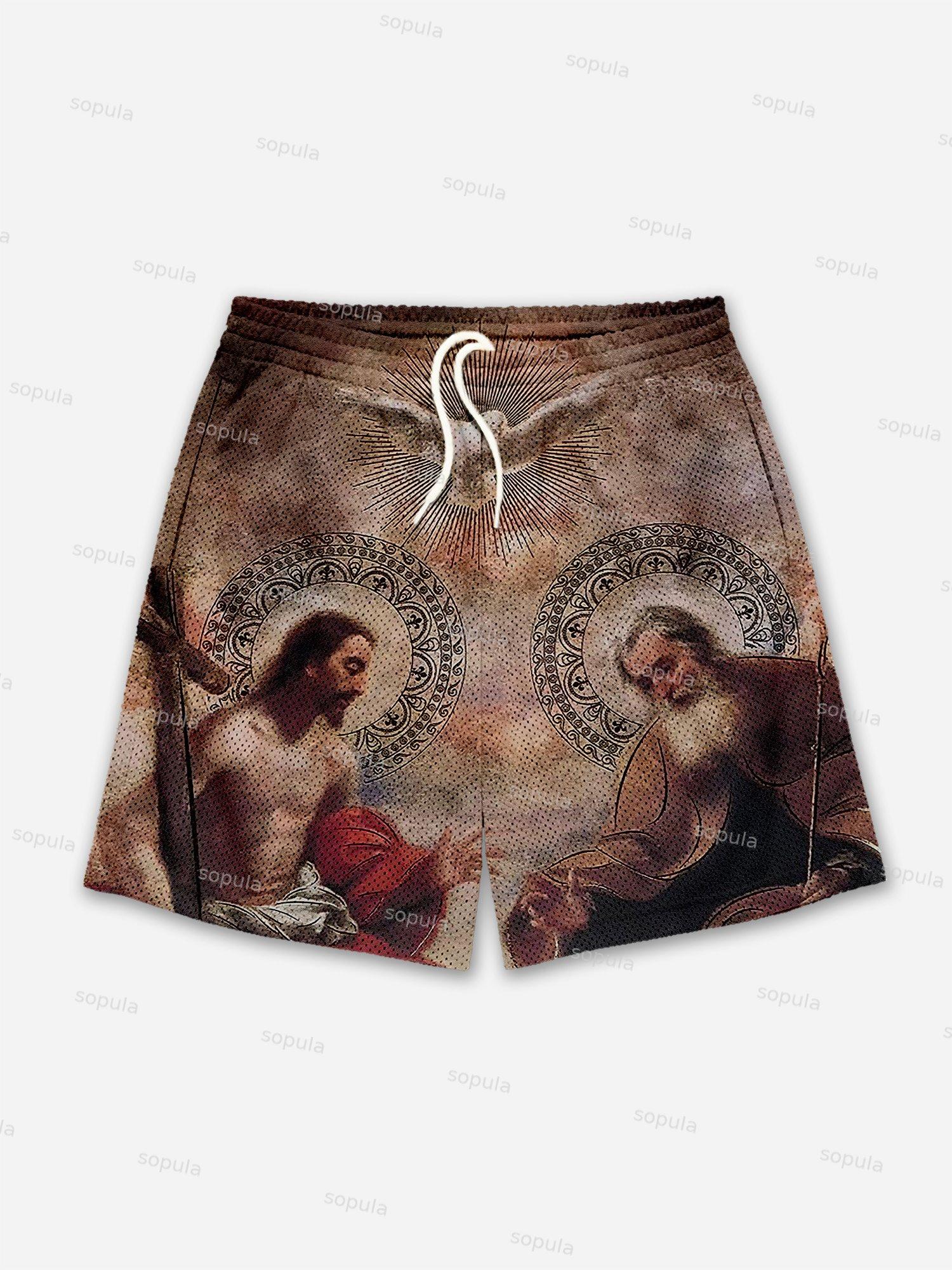 God Angels Heaven Print Mesh Shorts Product Image