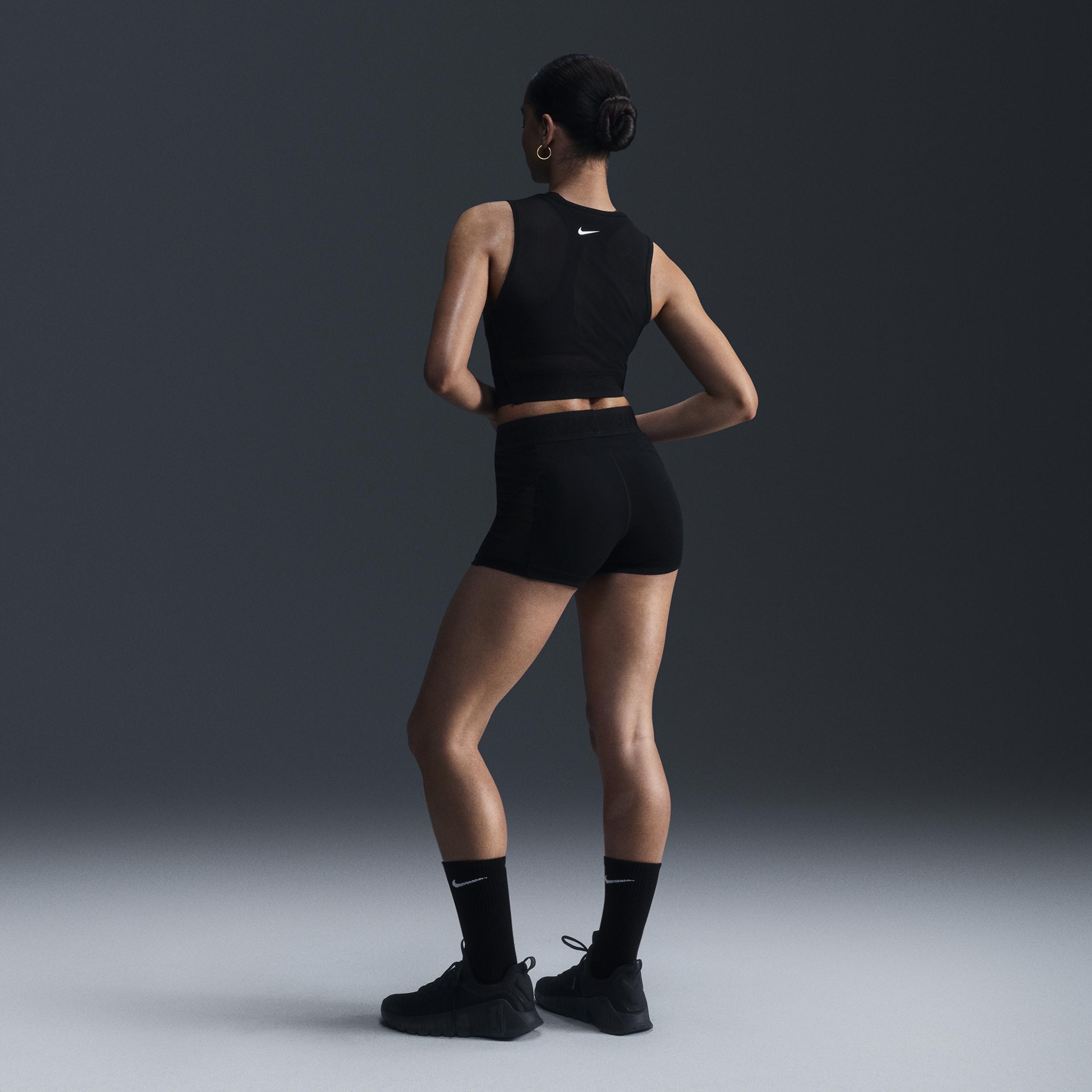 Nike Womens Nike Dri-FIT Medium Rise 3 Mesh Shorts - Womens White/Black Product Image