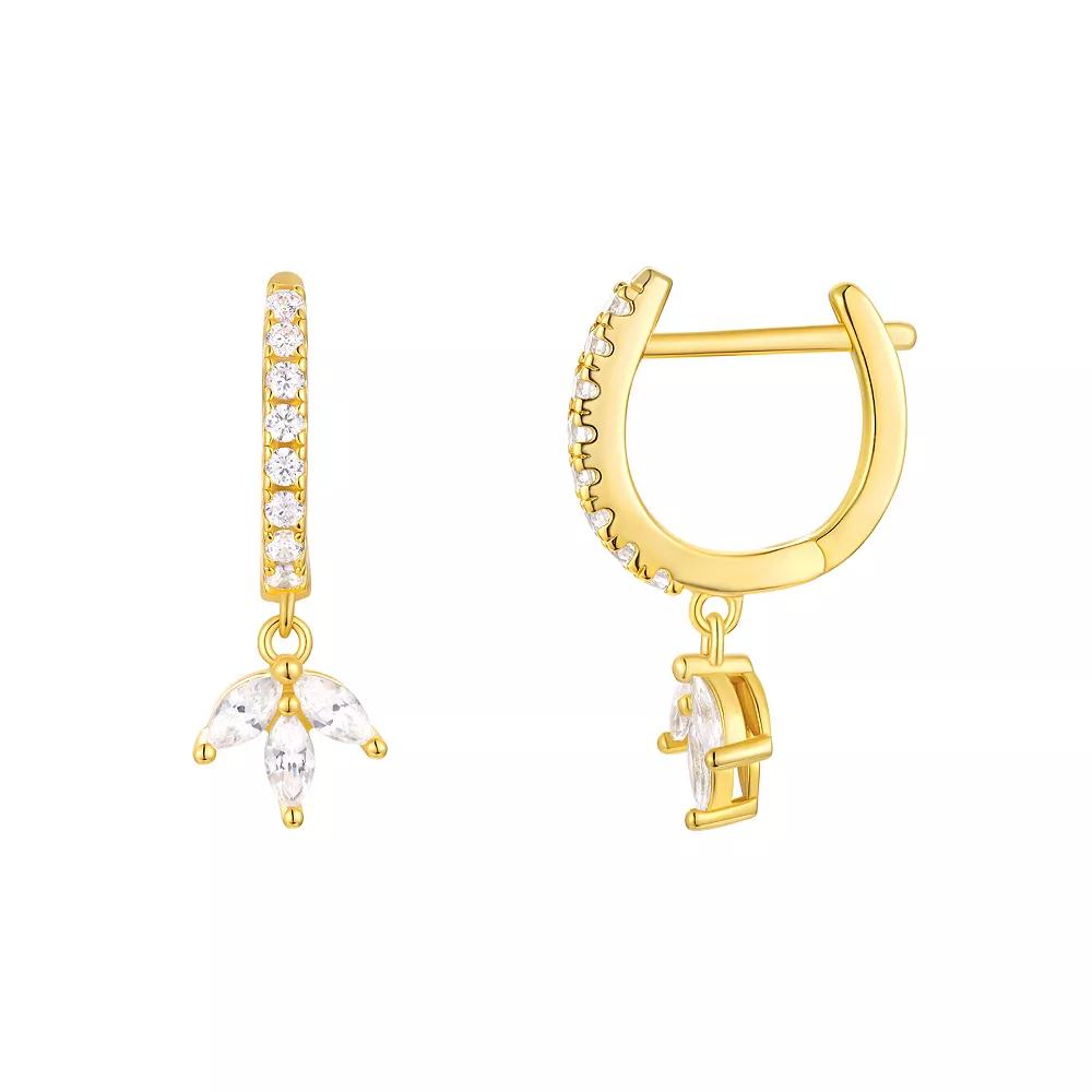 Taylor Grace 14k Gold Plated Marquise Cubic Zirconia Charm Hoop Earrings, Women's, Gold Tone Product Image
