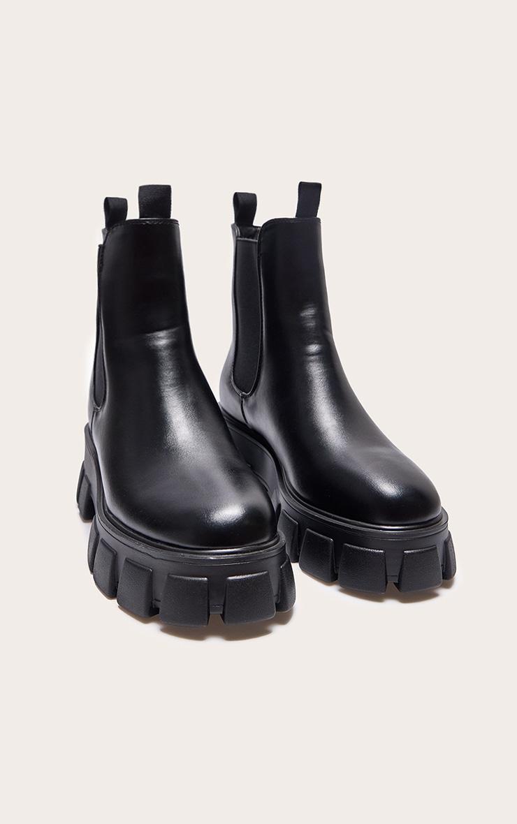 Black Chunky Extreme Cleated Chelsea Ankle Boots Product Image