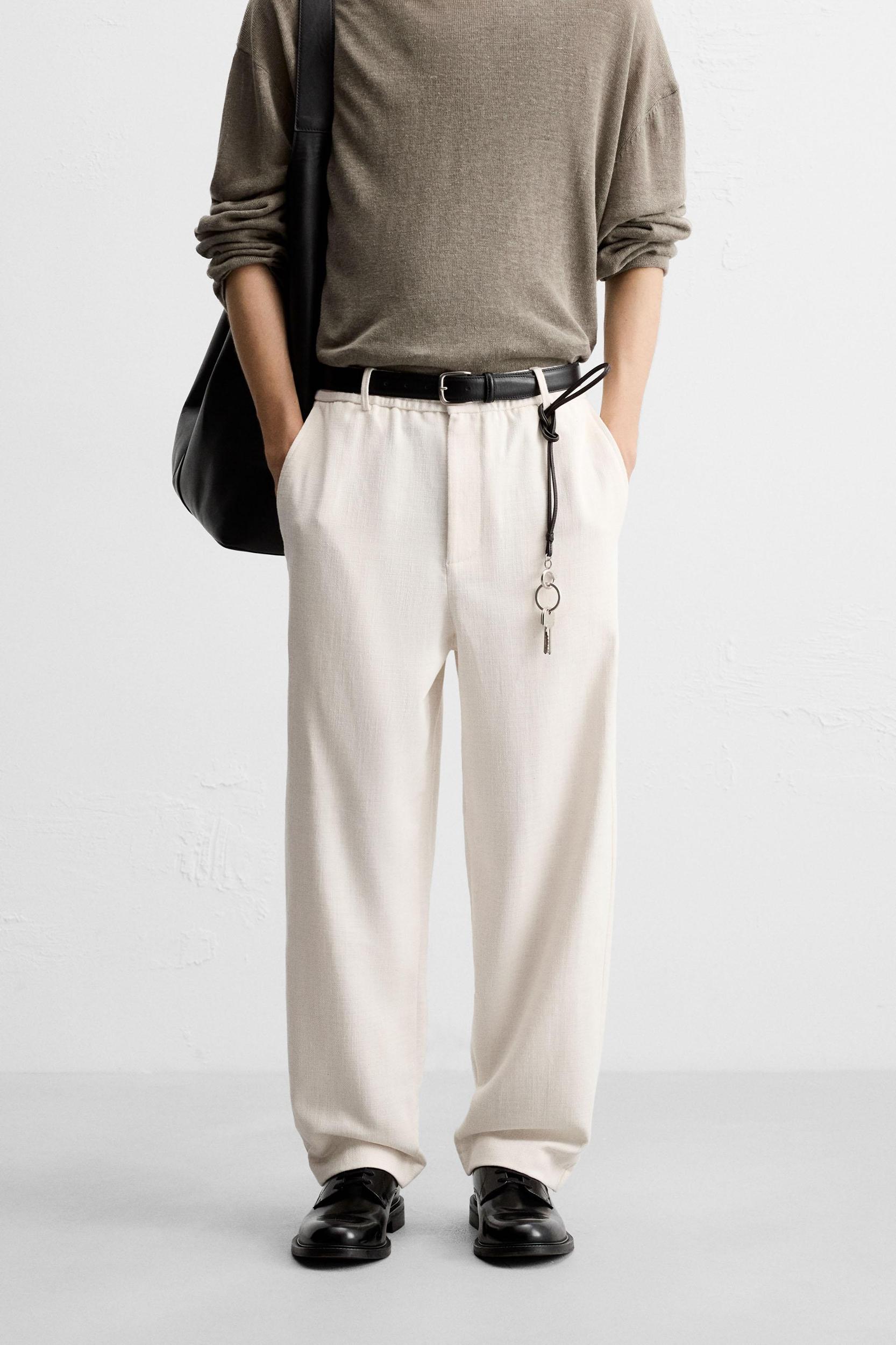 TEXTURED REGULAR FIT PANTS Product Image