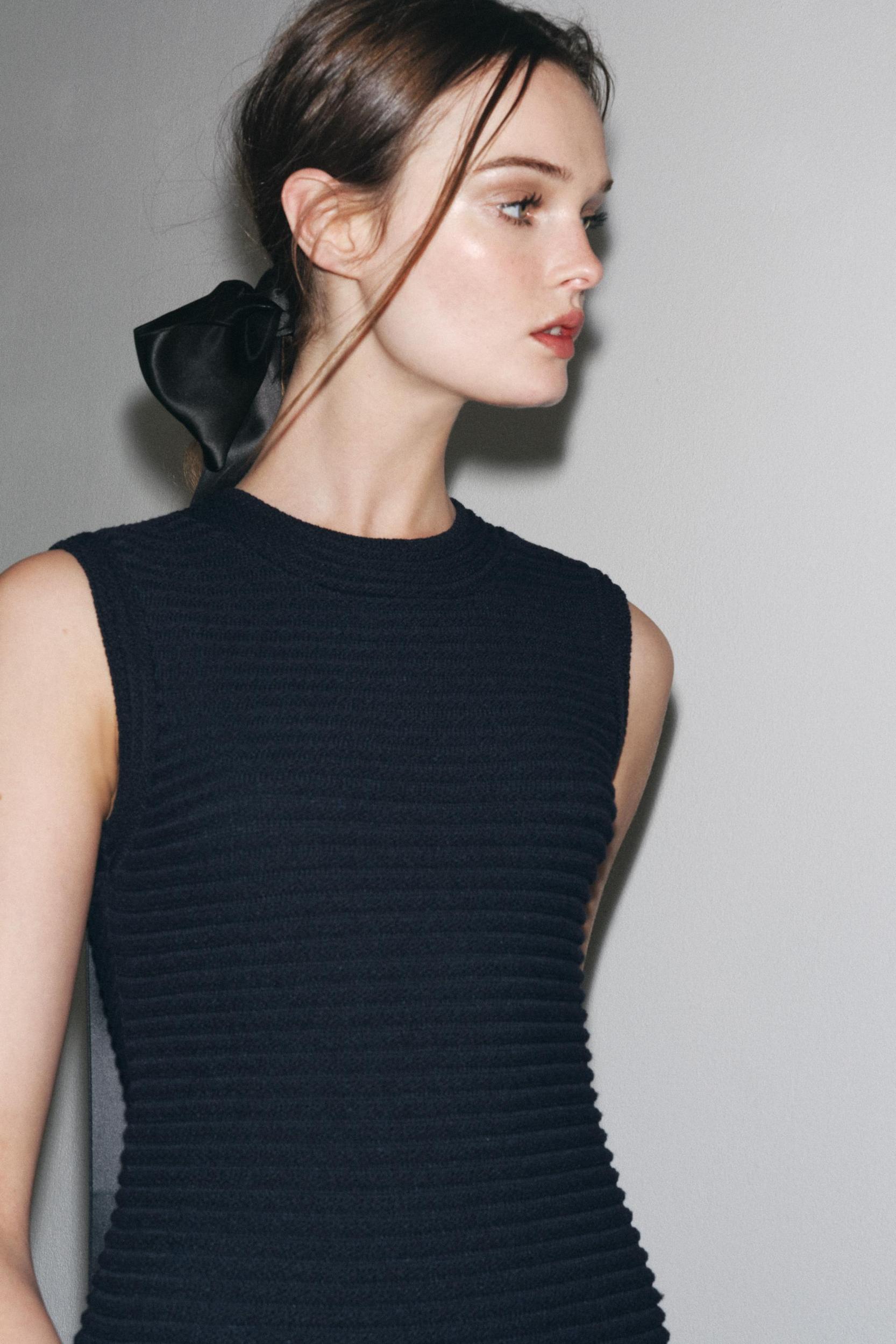 FRINGED CHECKERED KNIT DRESS Product Image