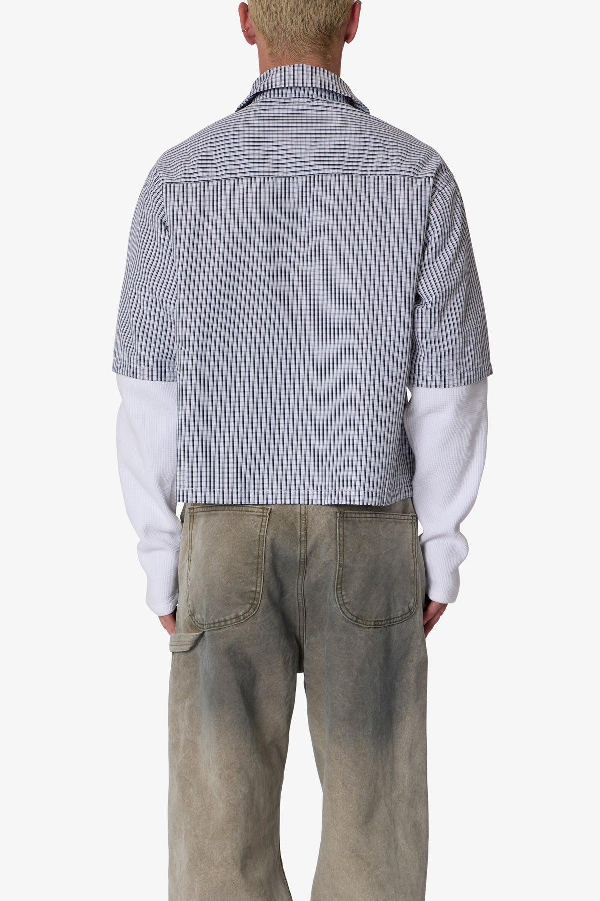 Poplin Thermal Cropped Shirt - Black/White Product Image