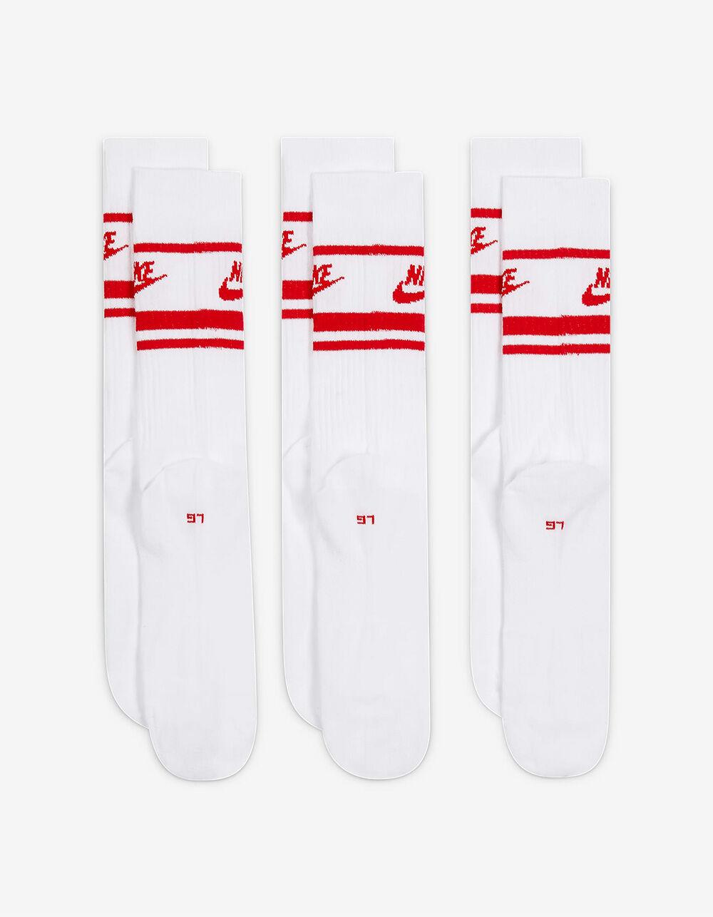 NIKE Sportswear Dri-FIT Everyday Essential 3 Pack Mens Crew Socks - WHT/RED Product Image