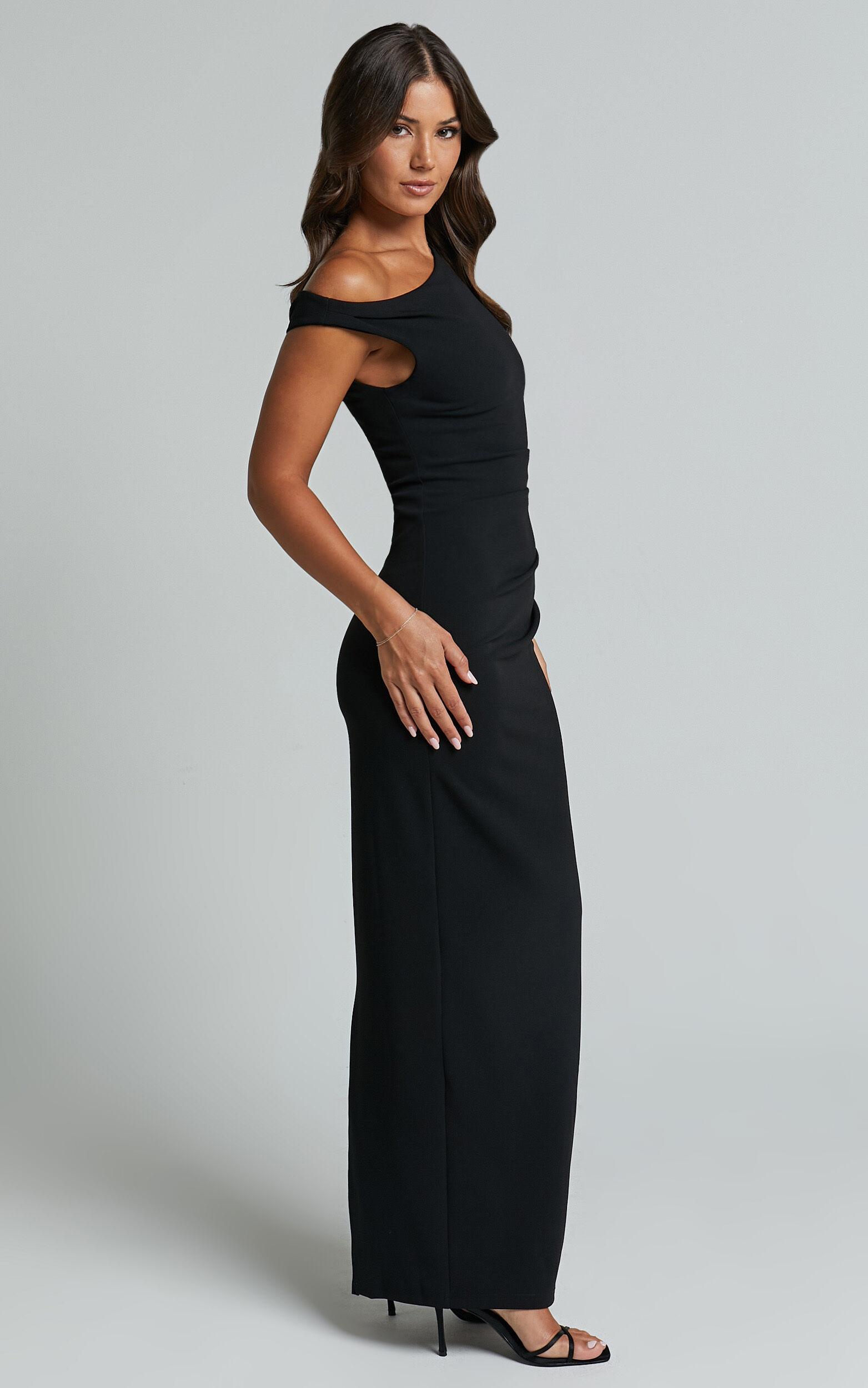 Genie Maxi Dress - Off The Shoulder Dress in Black Product Image