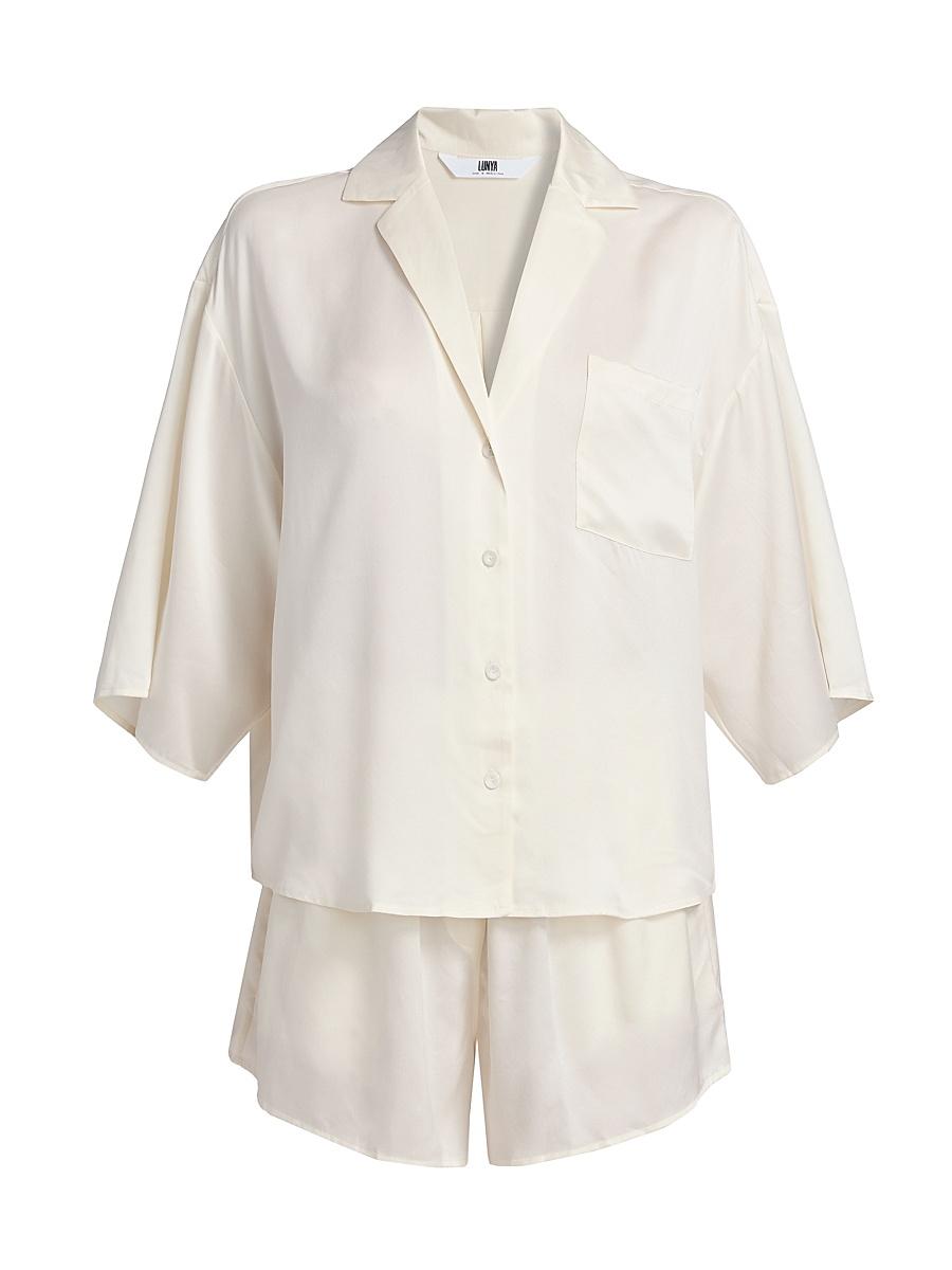 Womens Washable Silk Relaxed 2-Piece Top & Shorts Set Product Image