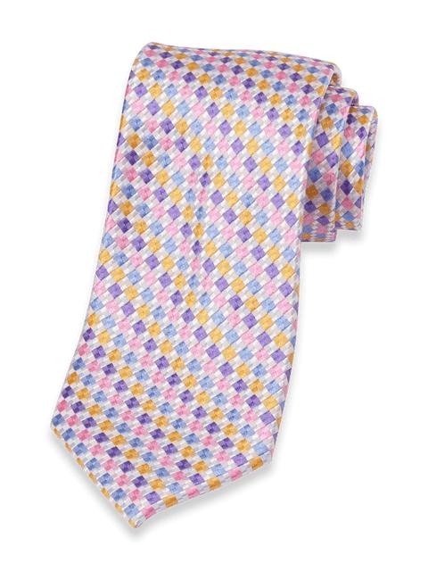Geometric Woven Silk Tie - Purple Multi Product Image