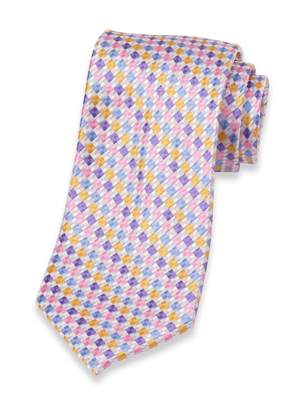 Geometric Woven Silk Tie - Purple Multi Product Image