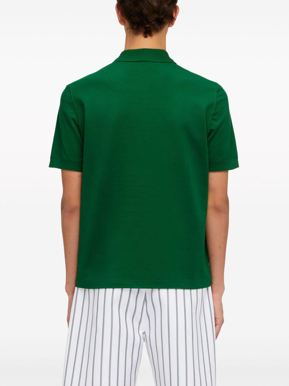 zip-up cotton polo shirt Product Image