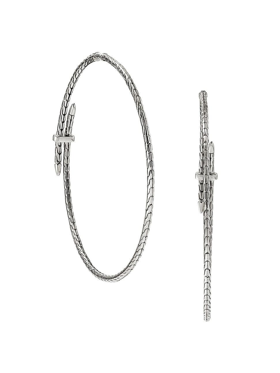 Womens Spear Extra Large Sterling Silver & 0.12 TCW Diamond Hoop Earrings Product Image