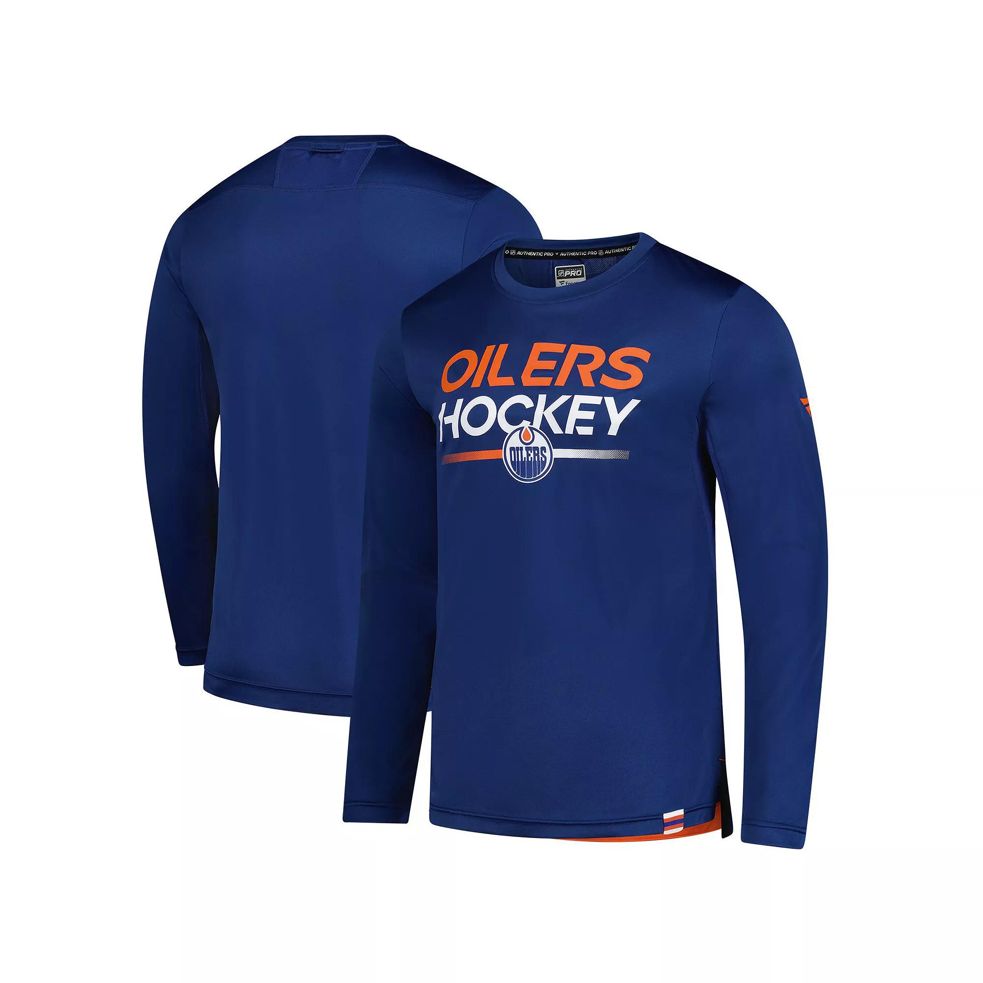 Men's Fanatics Royal Edmonton Oilers Authentic Pro Tech Long Sleeve T-Shirt, Size: Large, Oil Blue Product Image