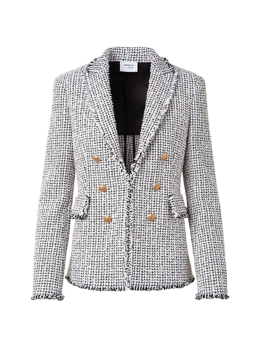 Womens Cotton-Blend Tweed Double-Breasted Blazer Product Image
