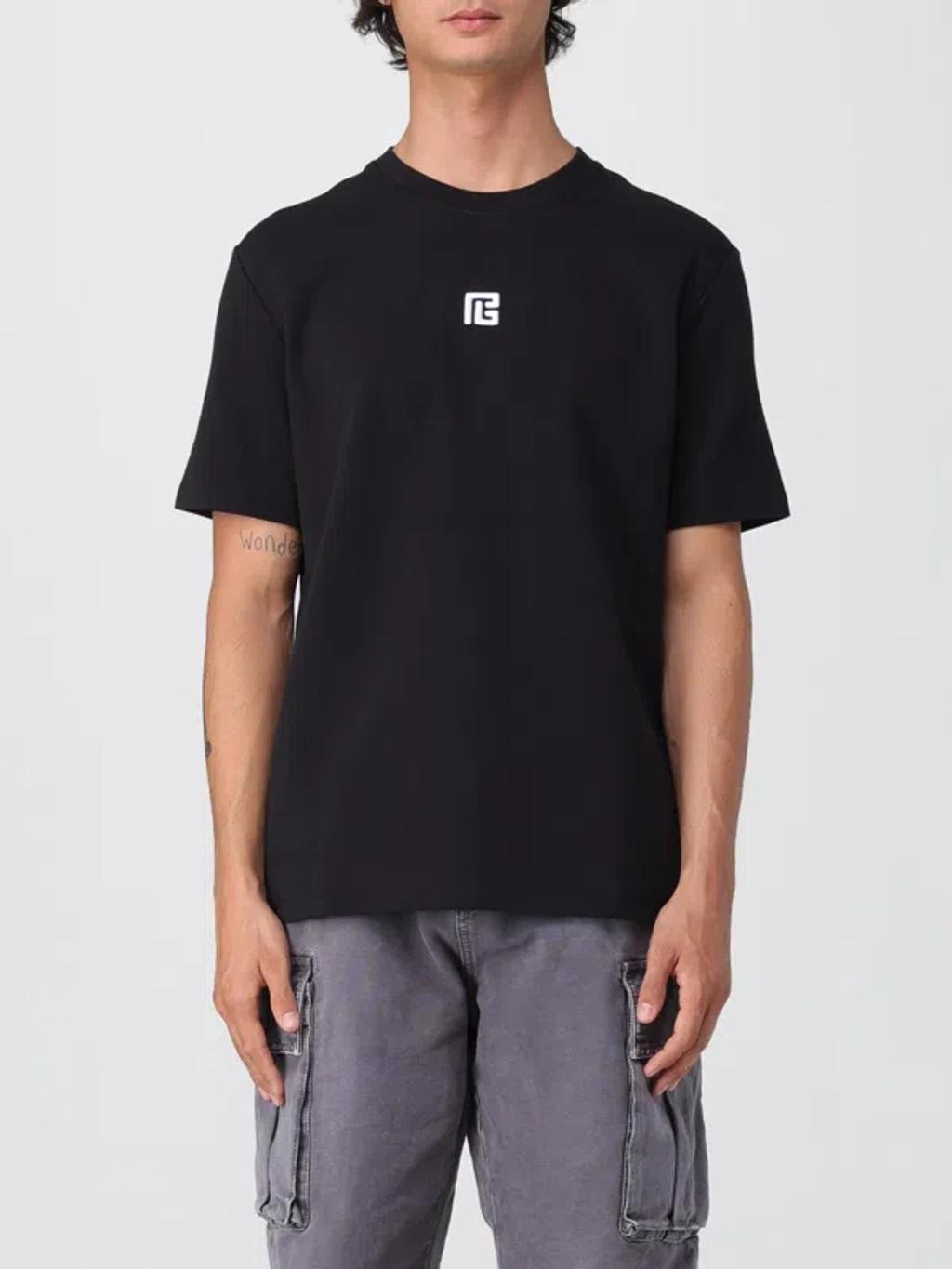 BALMAIN Logo-embroidered Crew-neck T-shirt In Black Product Image