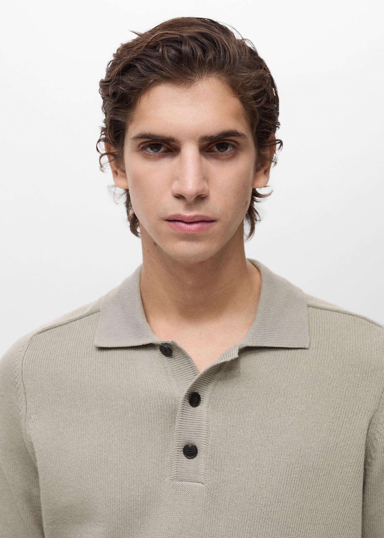 Cotton knitted polo shirt - Men | MANGO USA Product Image