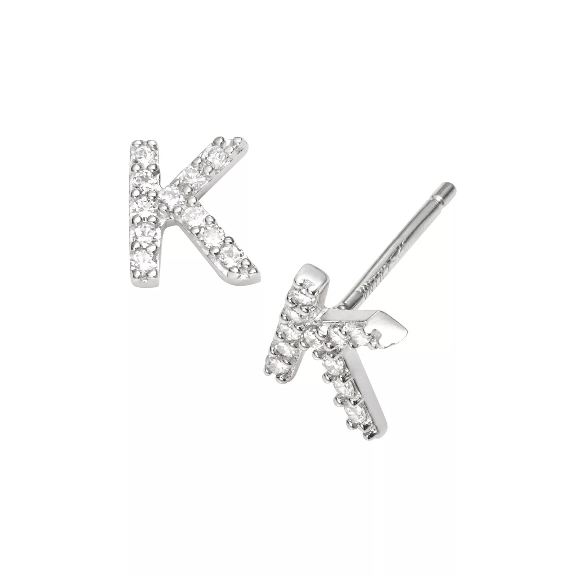 Sophie Miller Sterling Silver Cubic Zirconia Initial Stud Earrings, Womens Product Image