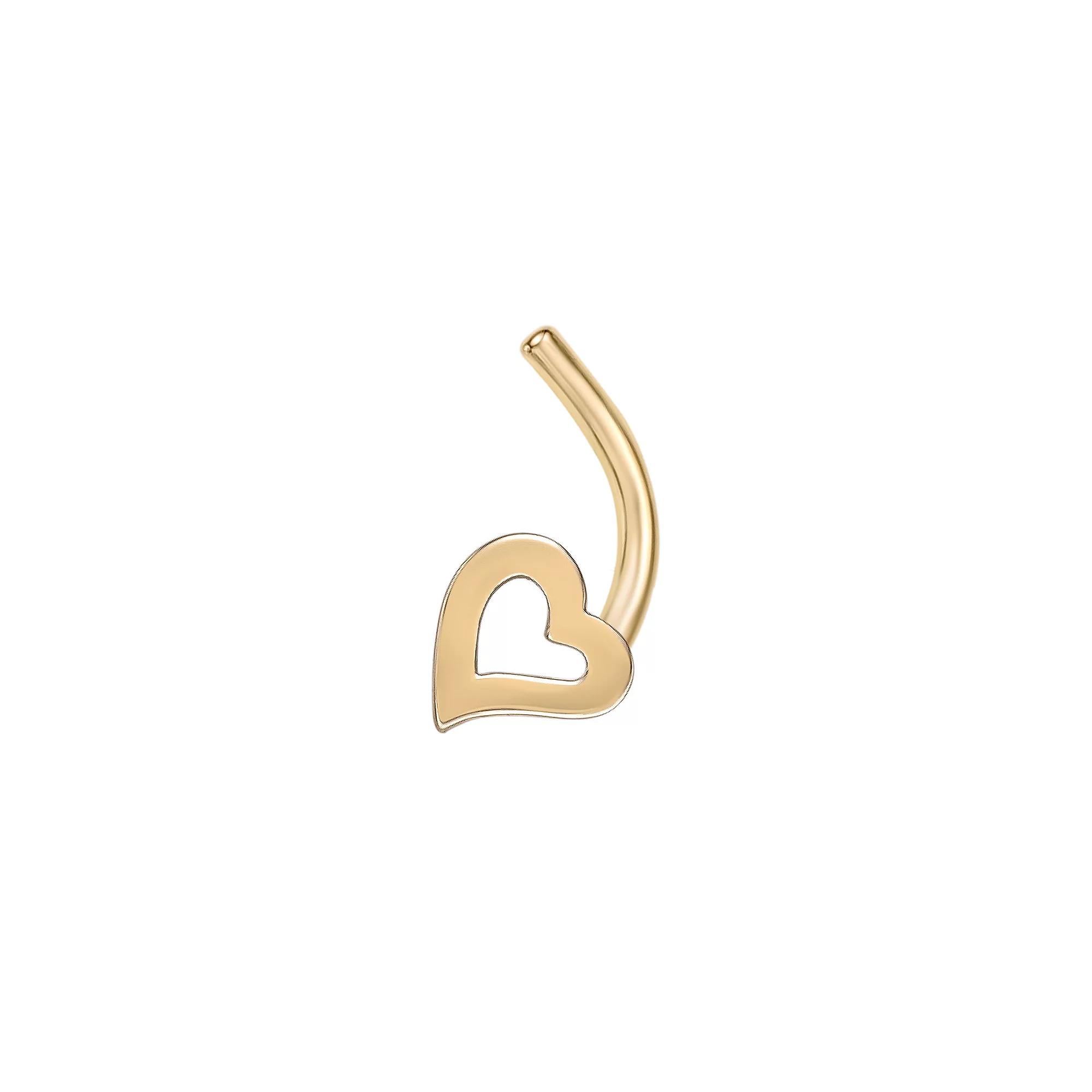 Lila Moon 14k Gold Heart Curved Nose Ring Stud, Women's Product Image
