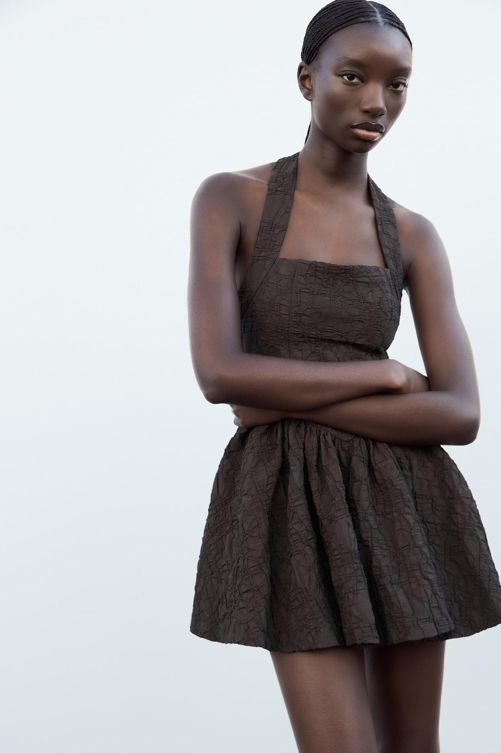 TEXTURED HALTER DRESS Product Image