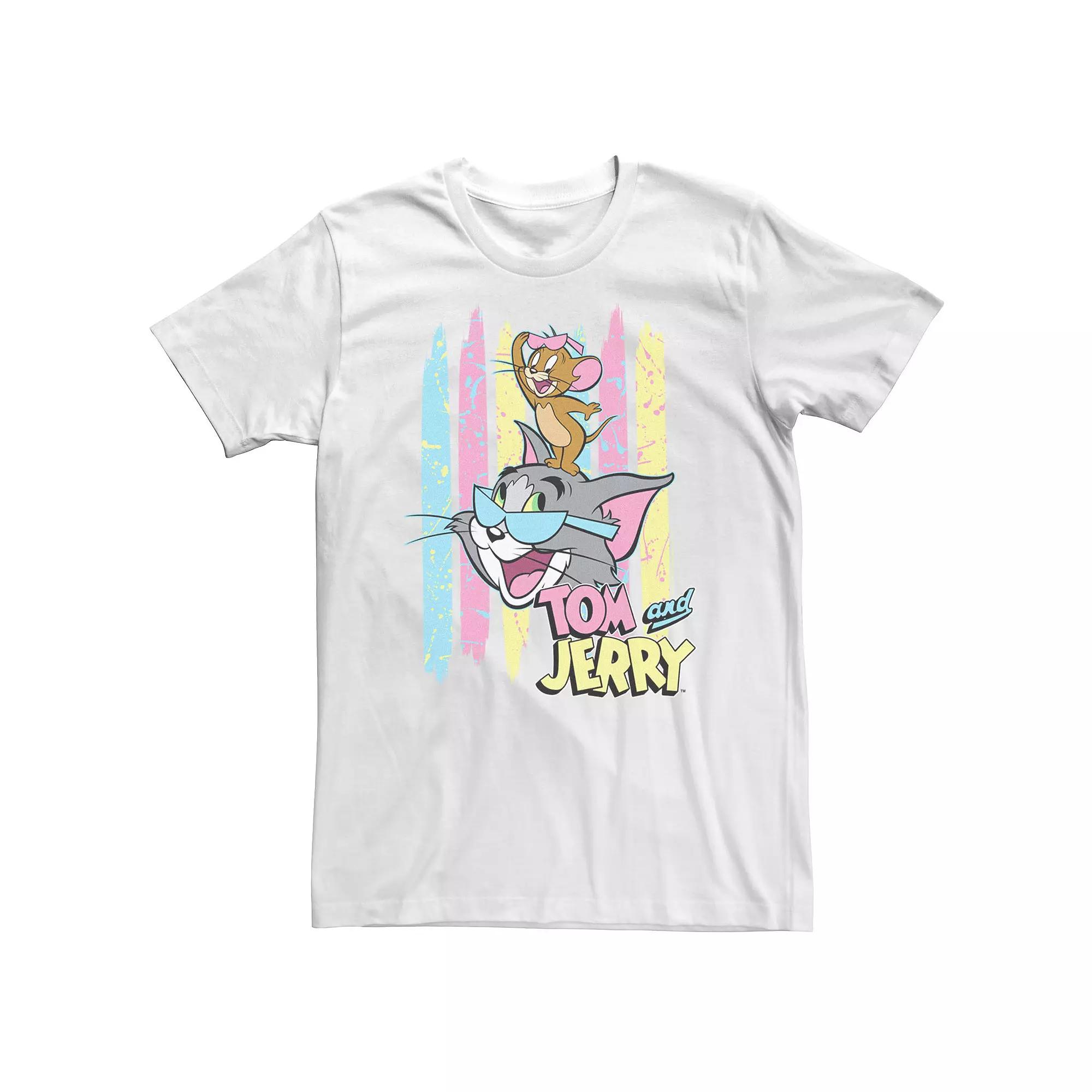 Big & Tall Tom And Jerry 90s Theme Background Tee, Men's,  Product Image