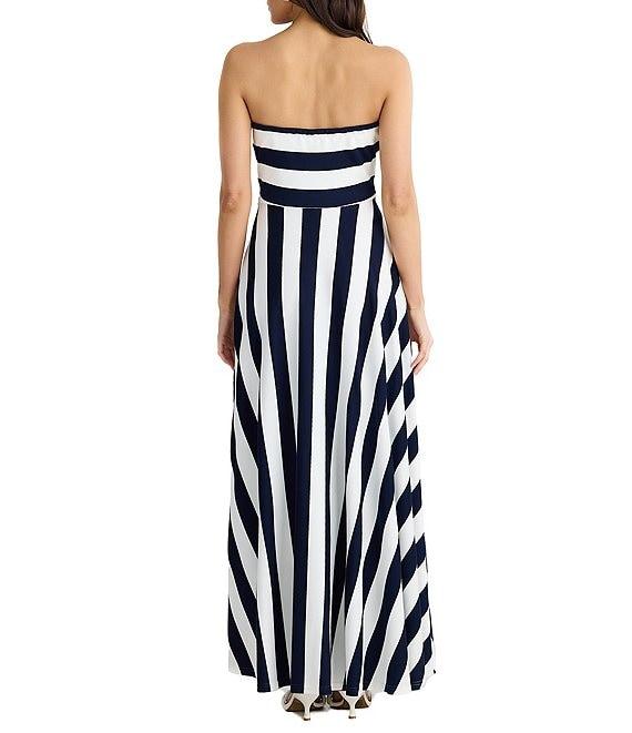 Brave + True Thandie Sleeveless Strapless Horizontal Bodice Stripe Fit And Flare Maxi Dress Product Image
