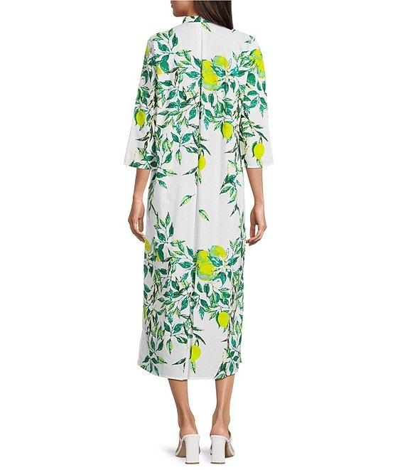 Ro's Garden Clorinda Printed Mandarin Collar 3/4 Sleeve Long Kurta Midi Dress Product Image