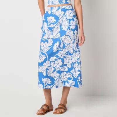 a.n.a Womens Linen Blend Midi Pencil Skirt Product Image