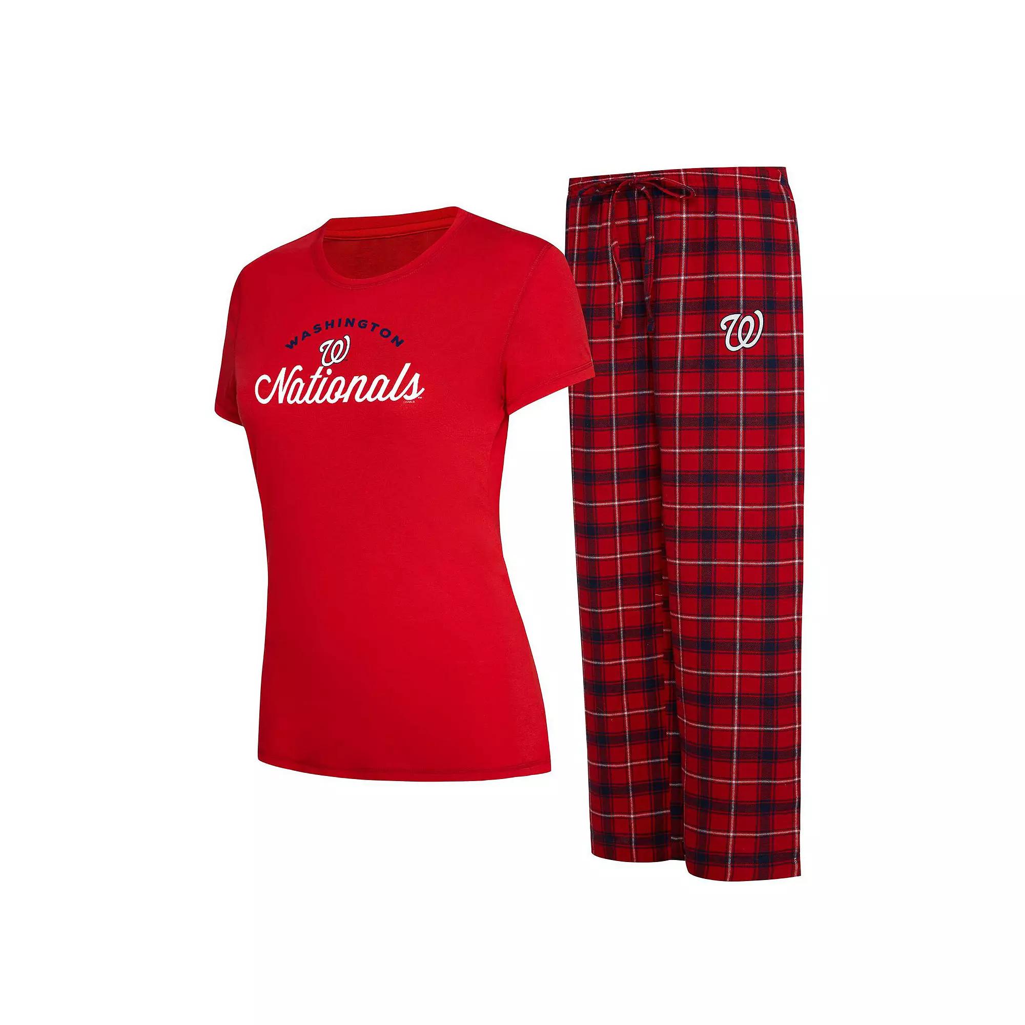 Women's Concepts Sport Red/Navy Washington Nationals Arctic T-Shirt & Flannel Pants Sleep Set,  Product Image