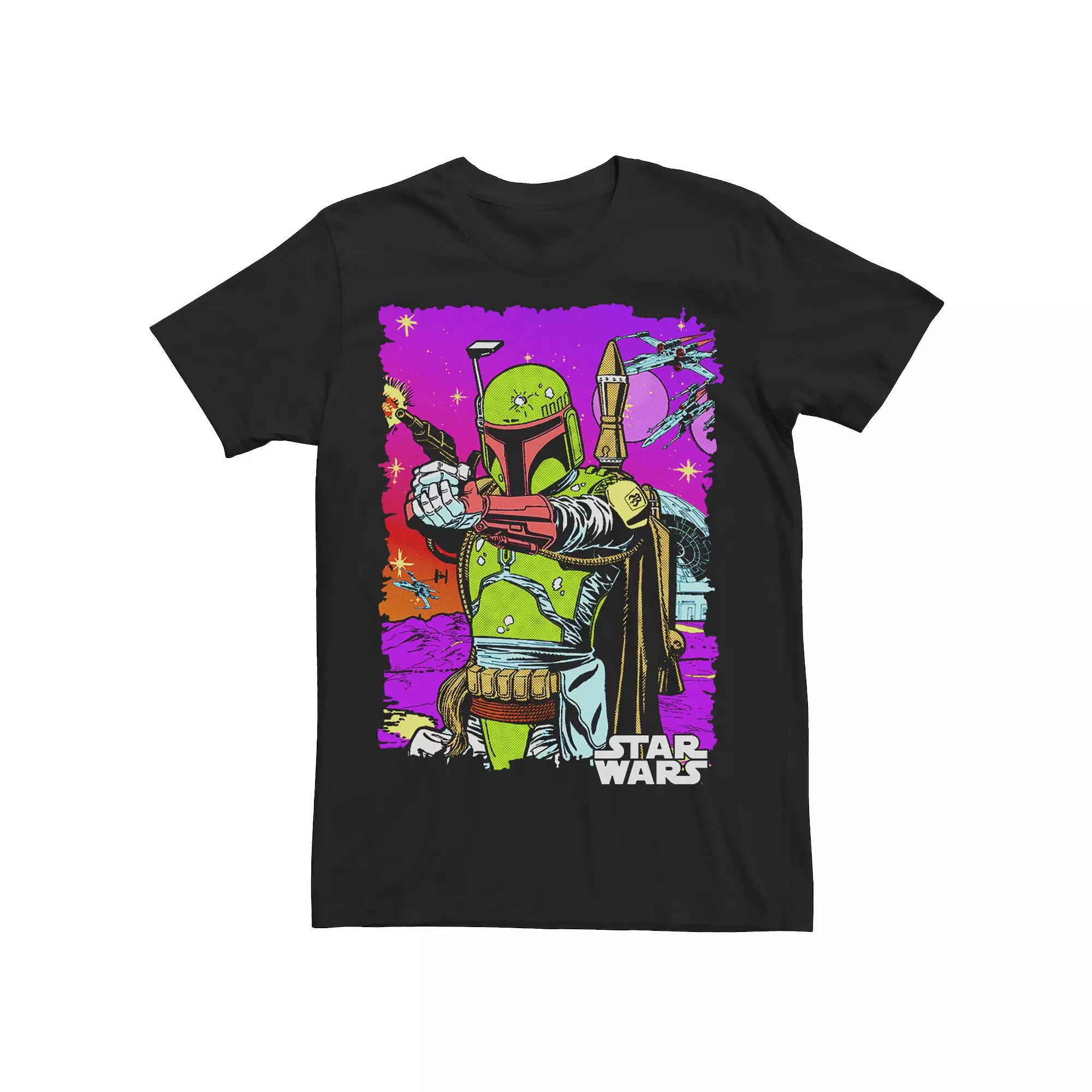 Men's Star Wars Boba Fett Vibrant Neon Comic Cutout Tee,  Product Image