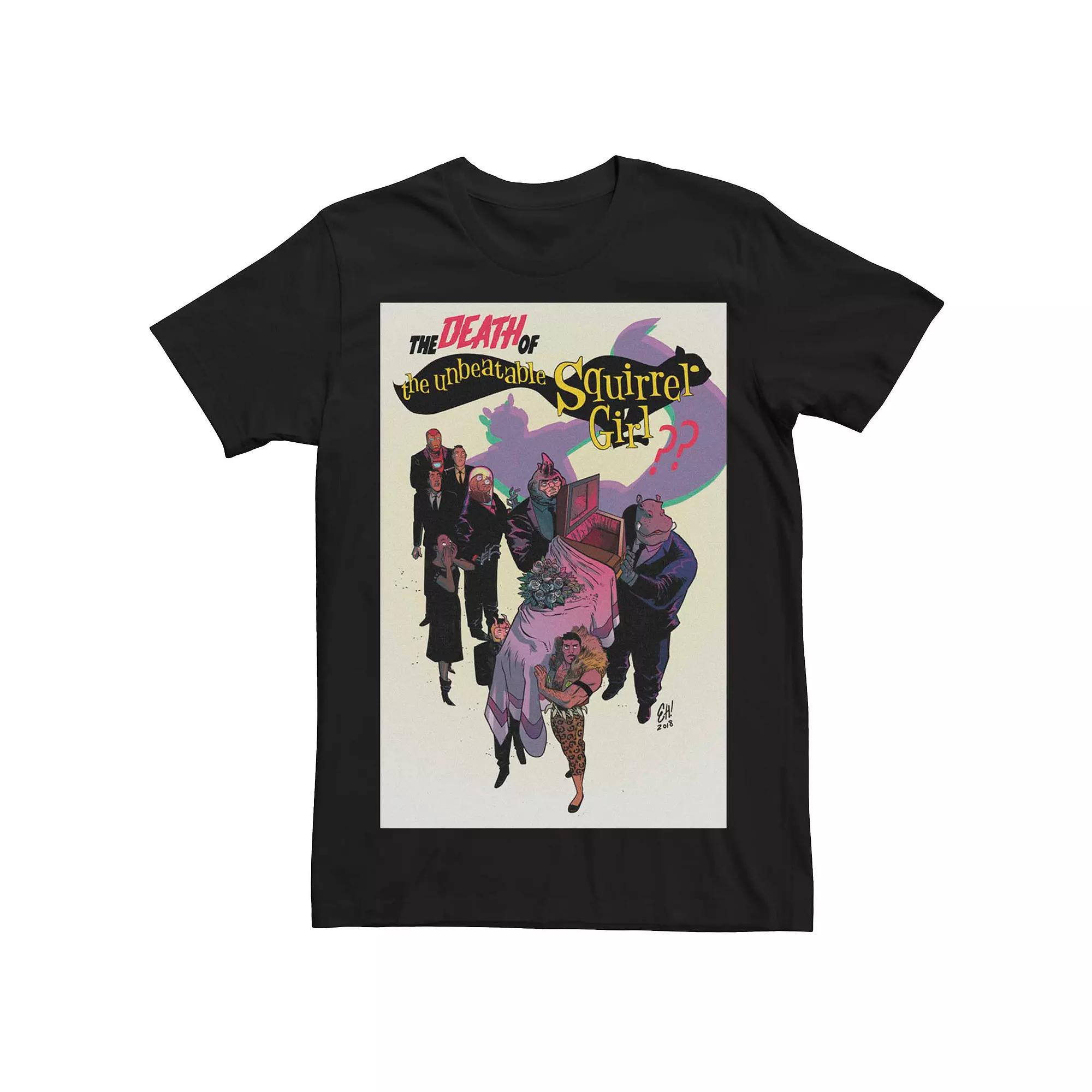 Men's Marvel's The Death Of The Unbeatable Squirrel Girl Comic Cover Tee, Size: XXL, Black Product Image