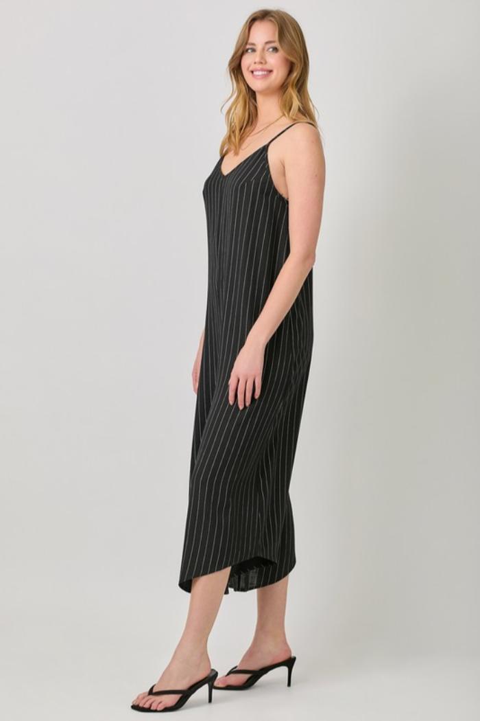 Striped V Neck Jumpsuit Product Image