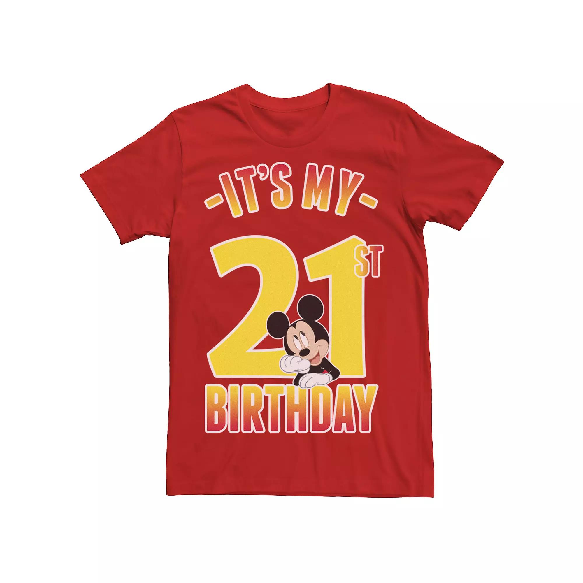 Disney's Mickey Mouse It's My 21st Birthday Men's Gradient Portrait Tee,  Product Image