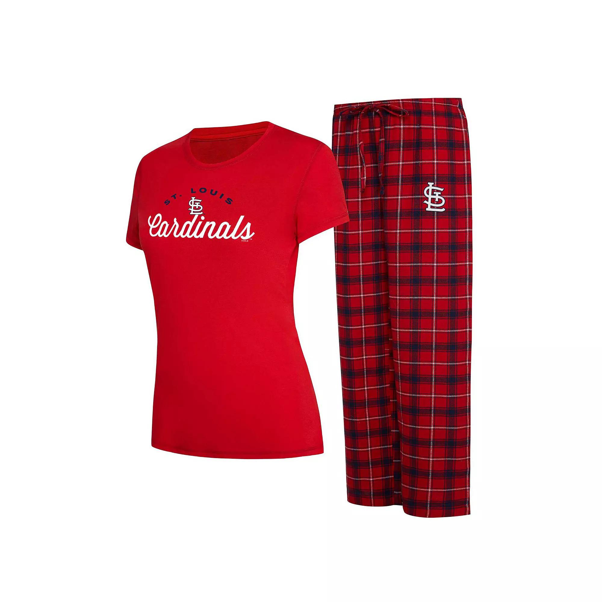 Women's Concepts Sport Red/Navy St. Louis Cardinals Arctic T-Shirt & Flannel Pants Sleep Set,  Product Image