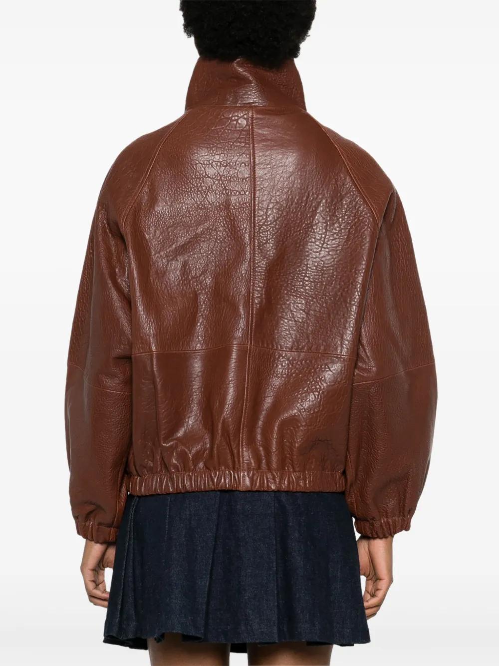 zip-up leather jacket Product Image