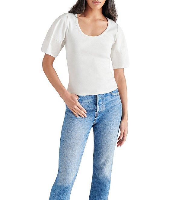 Steve Madden Valetta Scoop Neck Short Puff Sleeve Top Product Image