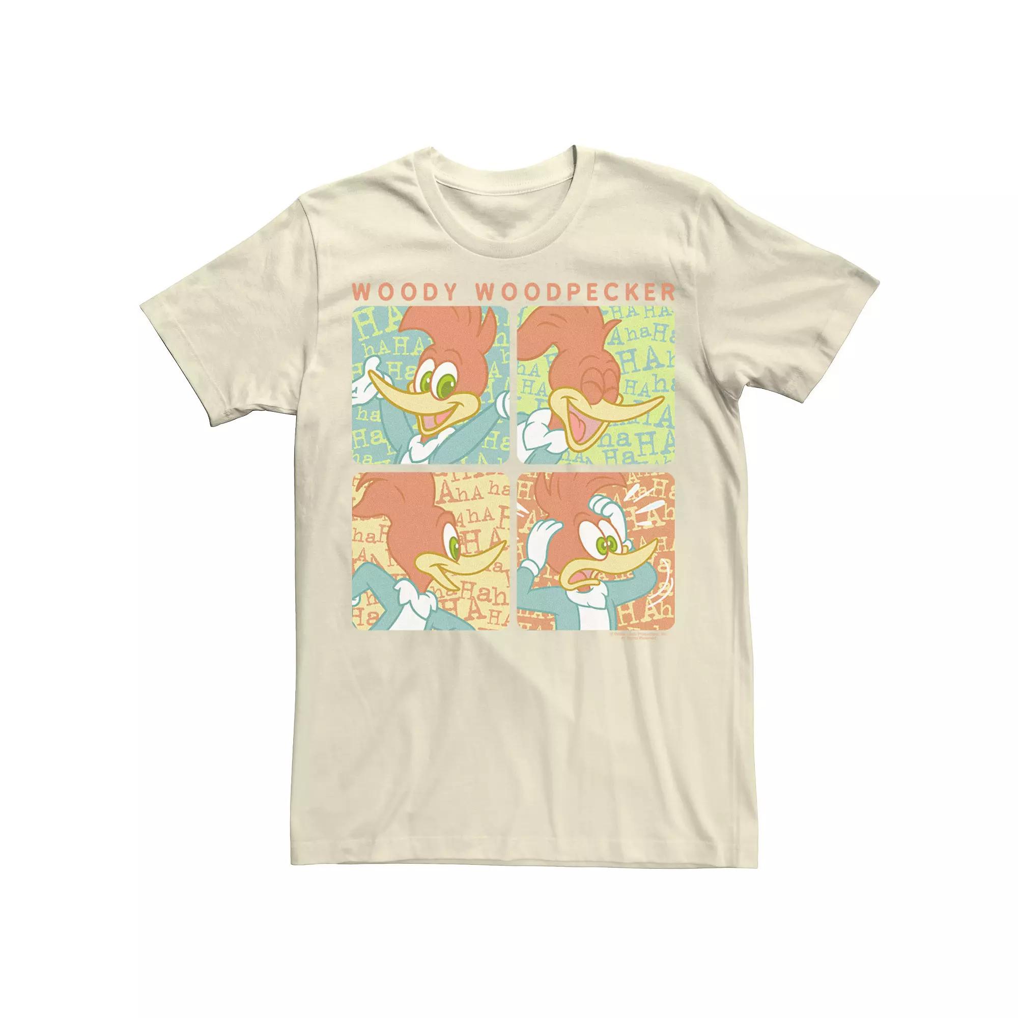 Men's Woody Woodpecker Laughing Portrait Panels Graphic Tee,  Product Image