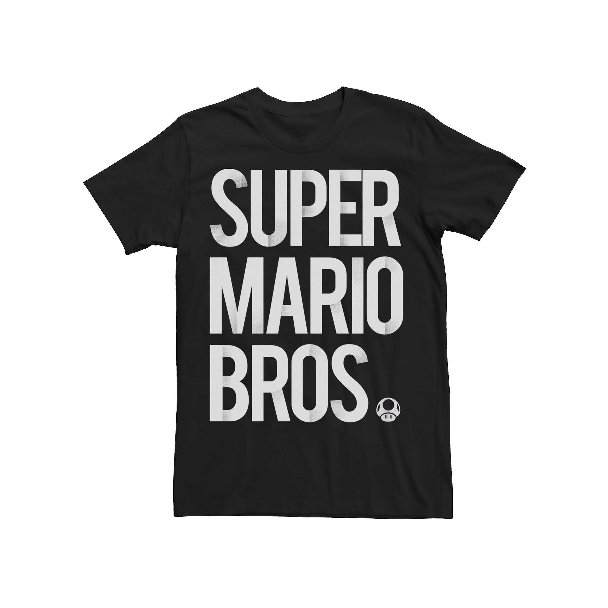 Mens Nintendo Super Mario Bros Word Stack Simple Title Tee Product Image