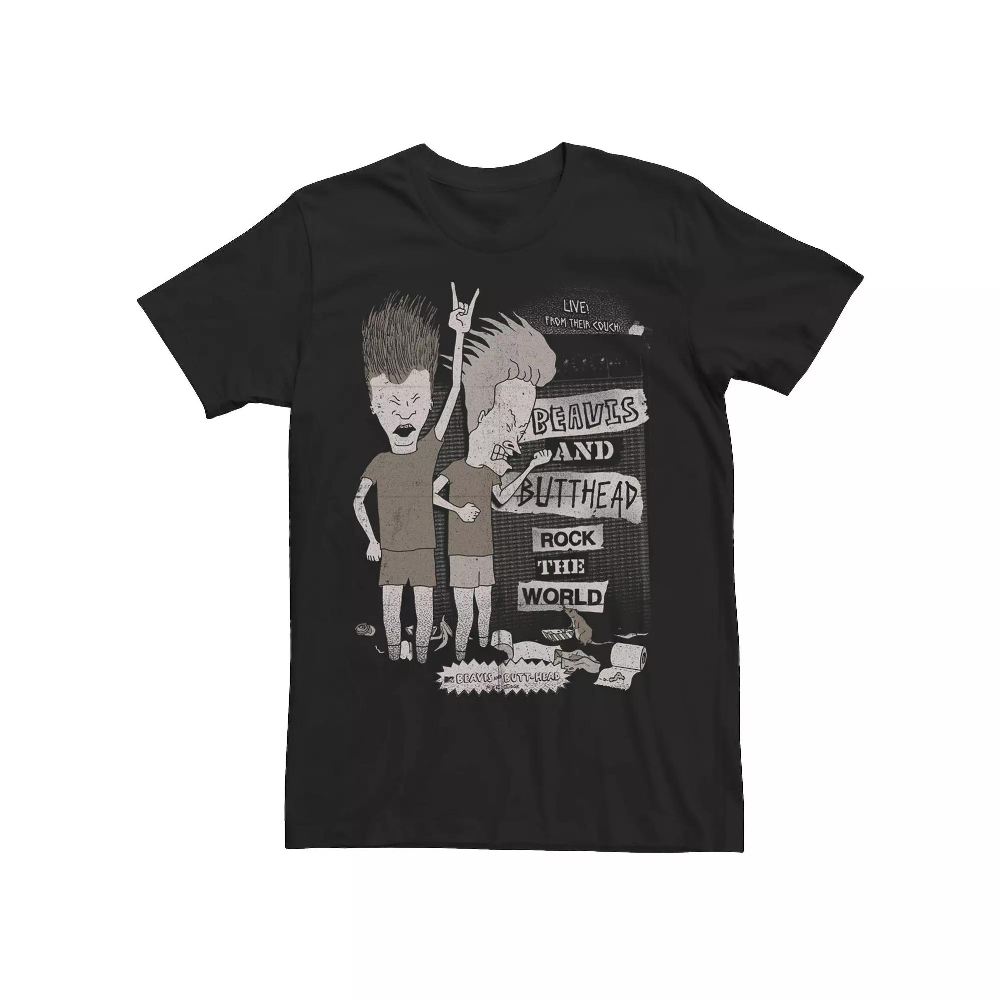 Men's Beavis And Butthead Rock The World Short Sleeve Tee,  Product Image