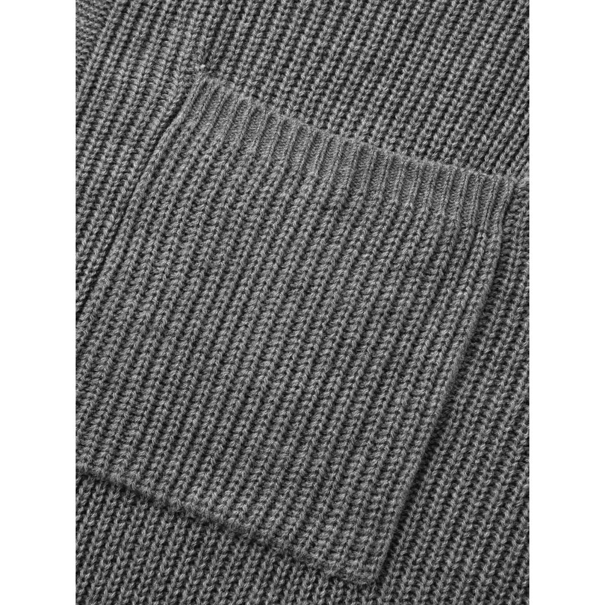 Plus Size Texture Striped Patchwork Patched Pocket Cardigan DarkGray Women Casual Loose Long Sleeve Everyday Cardigans BloomChic 30/6X Product Image