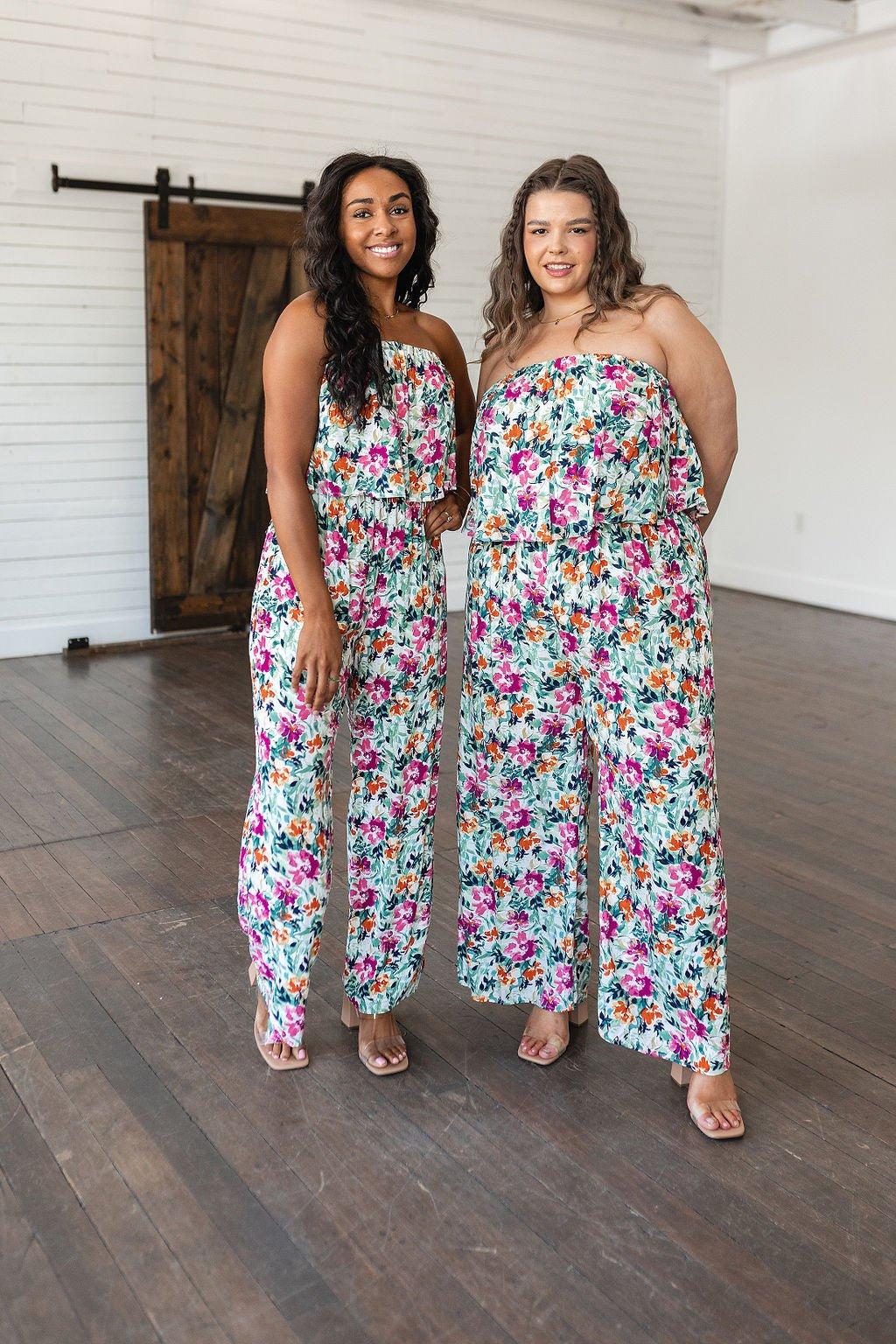 Life of the Party Floral Jumpsuit in Green Product Image