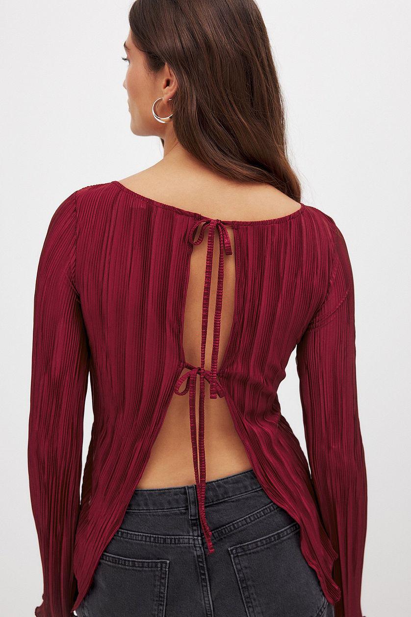 Back Tie Strap Long Sleeve Top Product Image