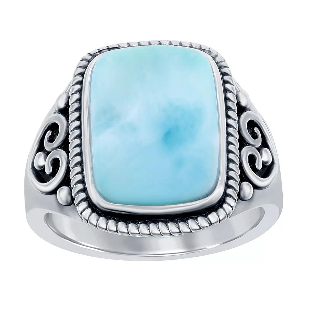 Sterling Silver Larimar Rectangle Ring, Women's, Size: 8 Product Image
