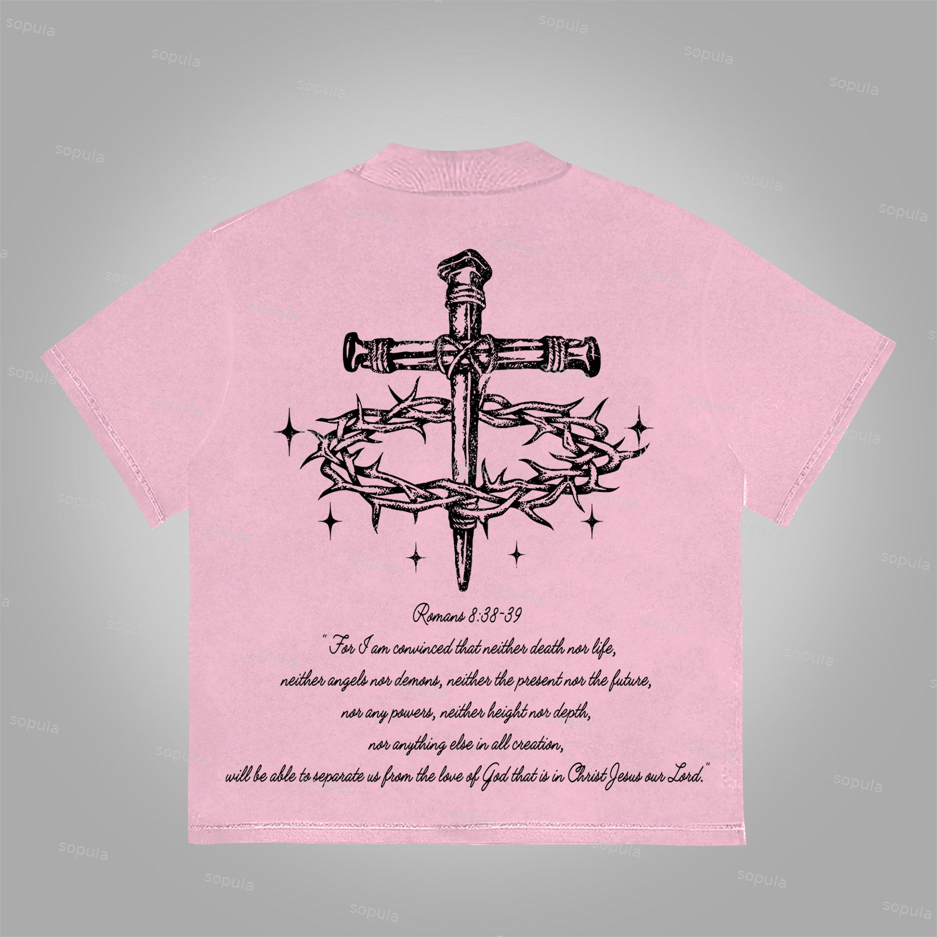 Sopula Jesus Portrait Cross Bible Graphic Print Cotton T-Shirt Product Image