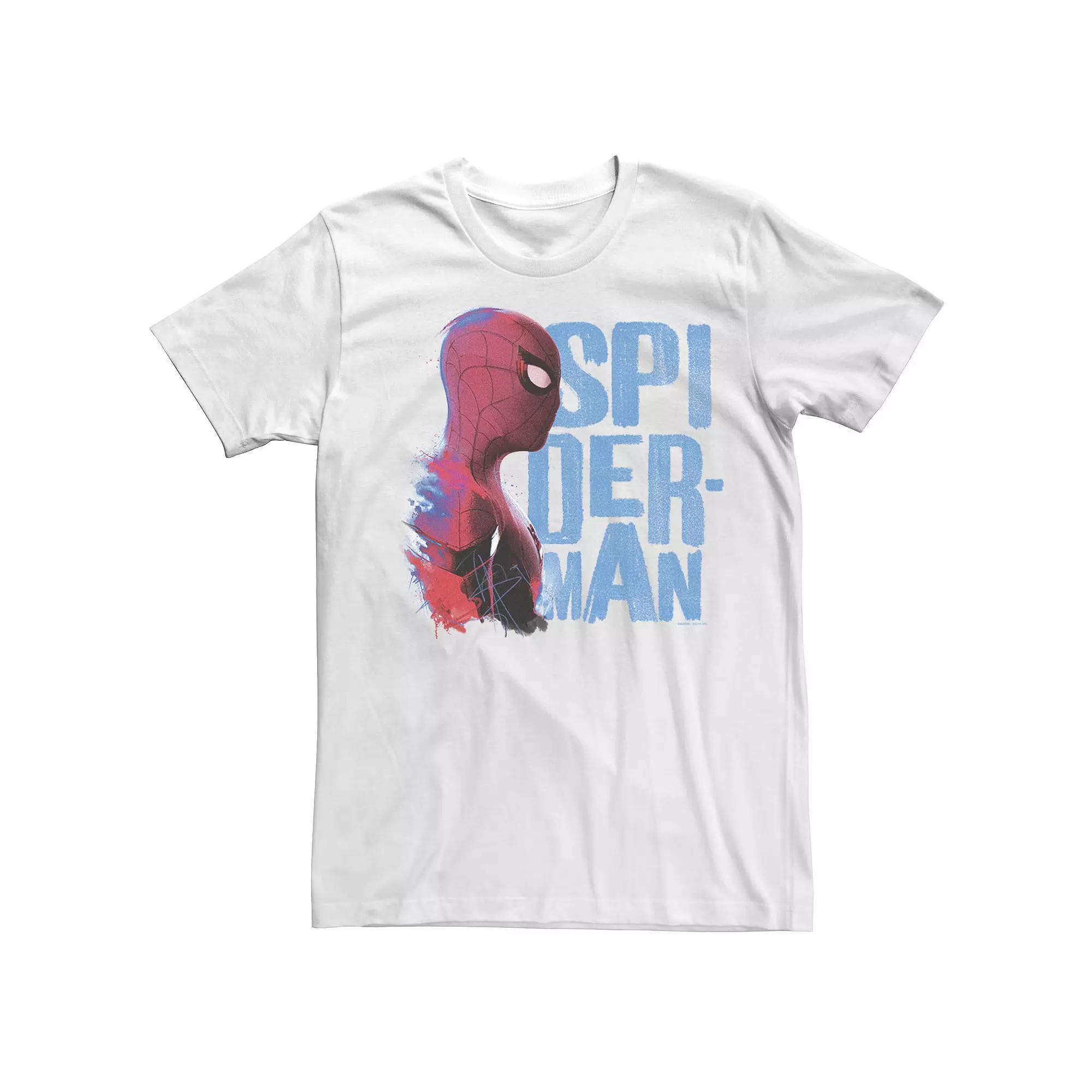 Men's Marvel Spider-Man Far From Home Side Profile Logo Stack Graphic Tee,  Product Image